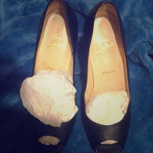 christian louboutin black open toe heels